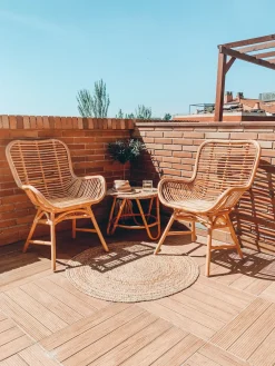Rattanstuhl Beige Naturlich Mit Armlehnen Togo