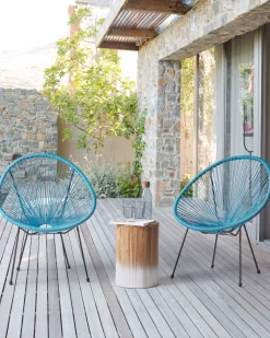 Rattanstuhl Kunststoff Blau 2Er Set O 70 Cm Acapulco Ii