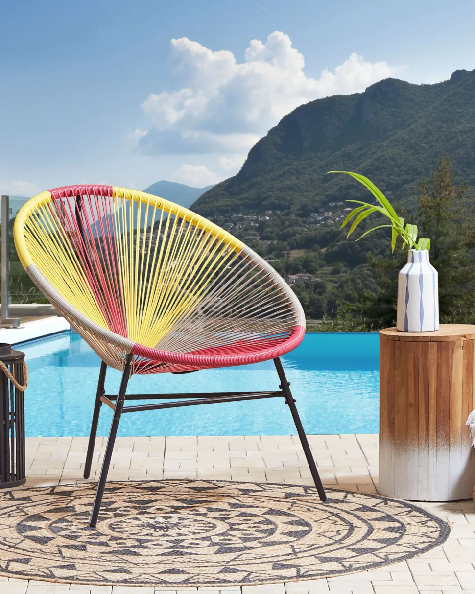 Rattanstuhl Kunststoff Rosa / Gelb / Beige O 76 Cm Acapulco