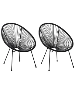 Rattanstuhl Kunststoff Schwarz 2Er Set O 70 Cm Acapulco Ii