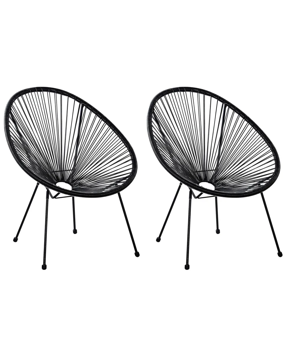 Rattanstuhl Kunststoff Schwarz 2Er Set O 70 Cm Acapulco Ii
