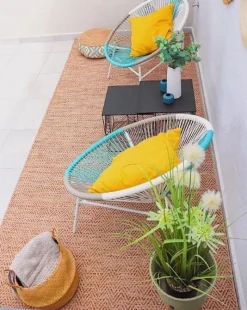 Rattanstuhl Kunststoff Weis / Beige / Turkis 2Er Set O 76 Cm Acapulco