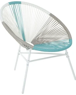 Rattanstuhl Kunststoff Weis / Beige / Turkis O 76 Cm Acapulco