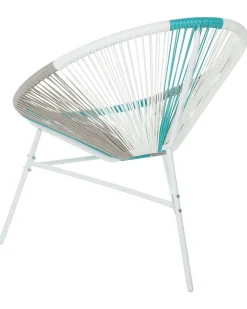 Rattanstuhl Kunststoff Weis / Beige / Turkis O 76 Cm Acapulco