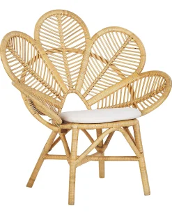 Rattanstuhl Naturlich Auflage Beige Pfauform Florentine