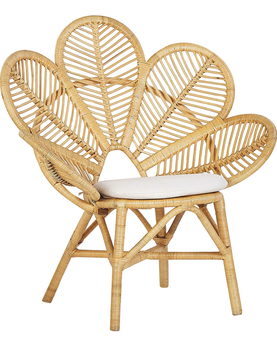 Rattanstuhl Naturlich Auflage Beige Pfauform Florentine
