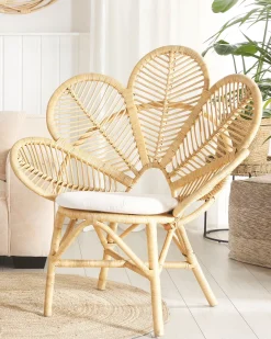 Rattanstuhl Naturlich Auflage Beige Pfauform Florentine