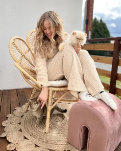 Rattanstuhl Naturlich Auflage Beige Pfauform Florentine