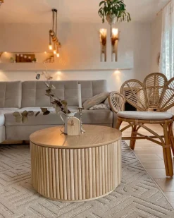 Rattanstuhl Naturlich Auflage Beige Pfauform Florentine