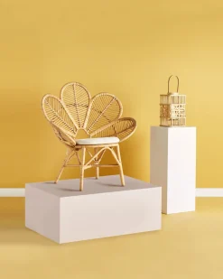 Rattanstuhl Naturlich Auflage Beige Pfauform Florentine