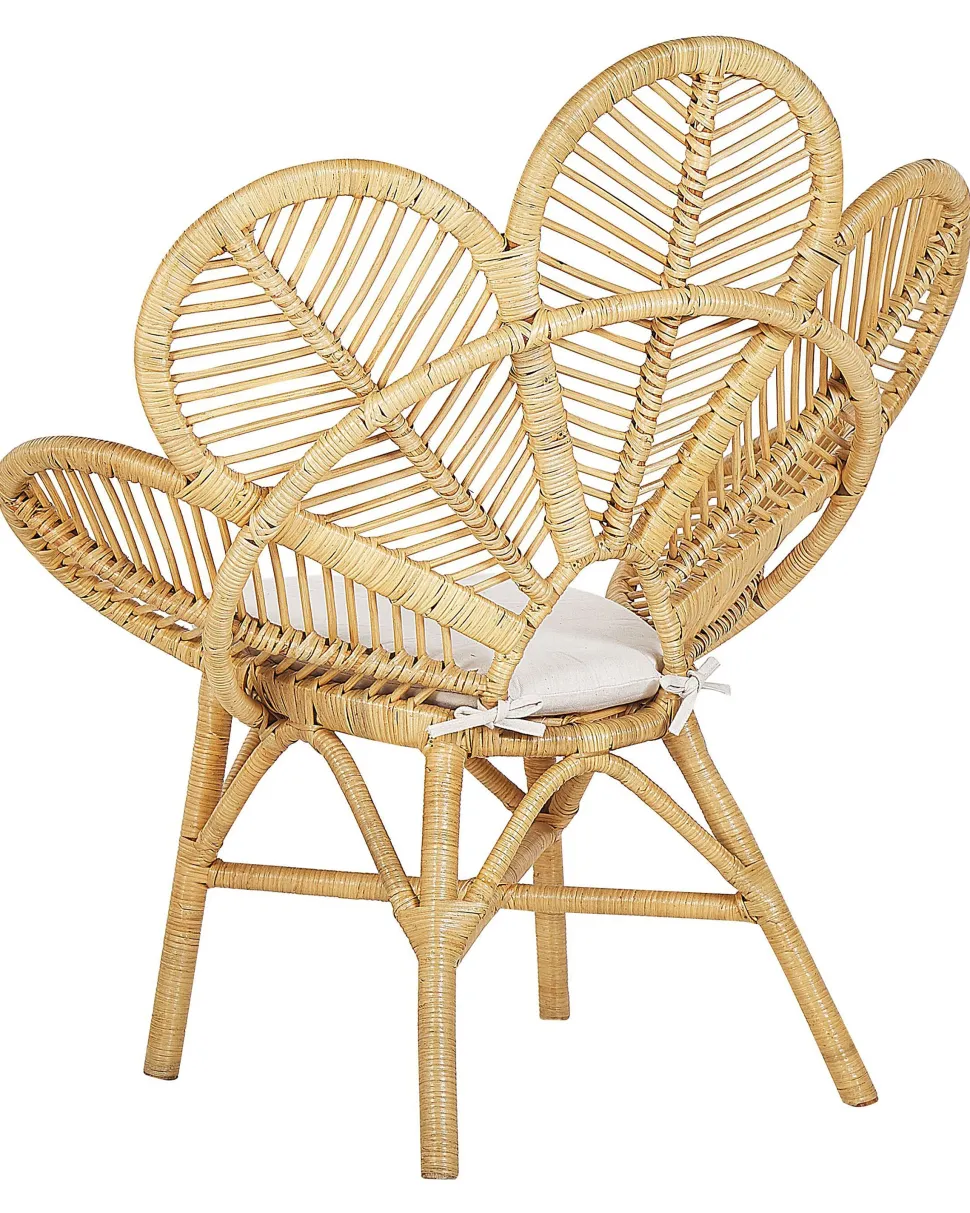 Rattanstuhl Naturlich Auflage Beige Pfauform Florentine