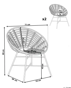 Rattanstuhl Naturlich O 71 Cm 2Er Set Acerra