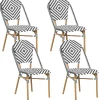 Rattanstuhl Schwarz / Weis 4Er Set Rifreddo