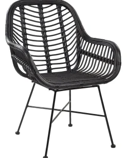 Rattanstuhl Schwarz Canora
