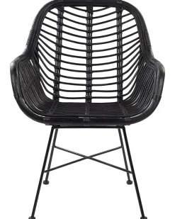 Rattanstuhl Schwarz Canora