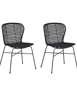 Rattanstuhl Schwarz 2Er Set Elfros