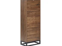 Regal Dunkler Holzfarbton / Schwarz Mit 3 Fachern Und 2 Schubladen Delta