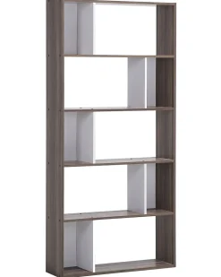 Regal Dunkler Holzfarbton / Weis 5 Facher Orilla
