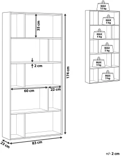 Regal Dunkler Holzfarbton / Weis 5 Facher Orilla