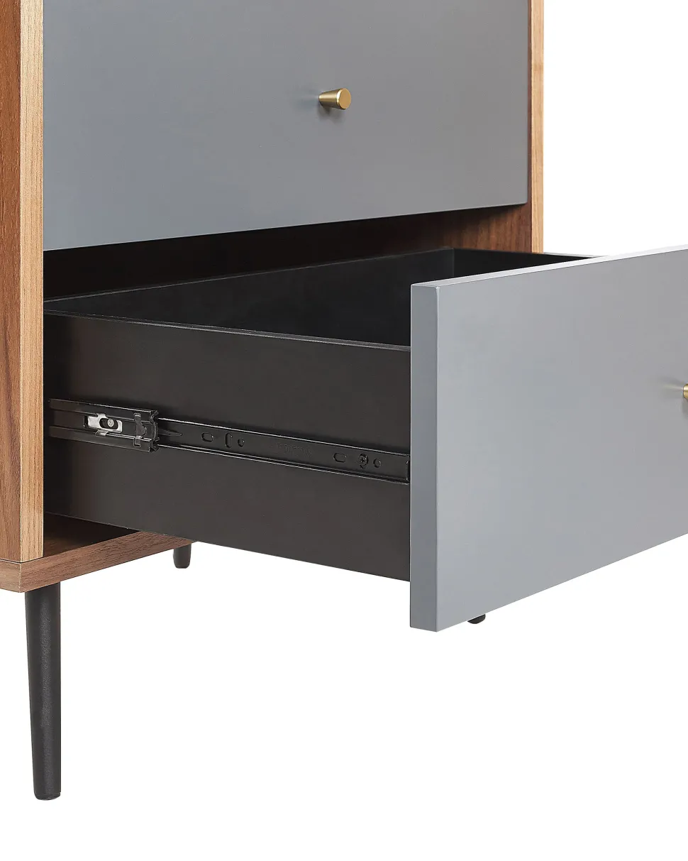 Regal Dunkler Holzfarbton / Grau 4 Facher Richmond