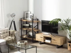 Regal Heller Holzfarbton / Schwarz 3 Facher 111 X 111 X 35 Cm Timber