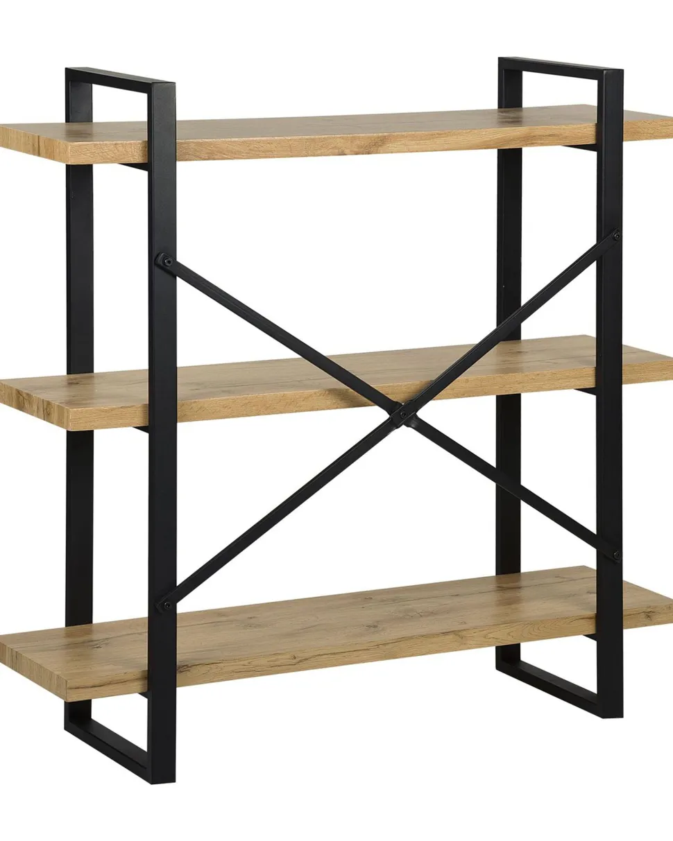 Regal Heller Holzfarbton / Schwarz 3 Facher 111 X 111 X 35 Cm Timber