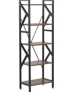 Regal Schwarz / Dunkler Holzfarbton 5 Facher Dale