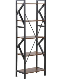 Regal Schwarz / Dunkler Holzfarbton 5 Facher Dale