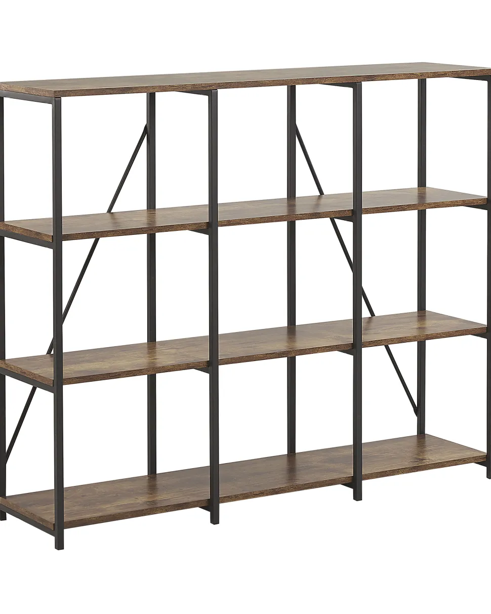 Regal Schwarz / Dunkler Holzfarbton 3 Facher Rhode