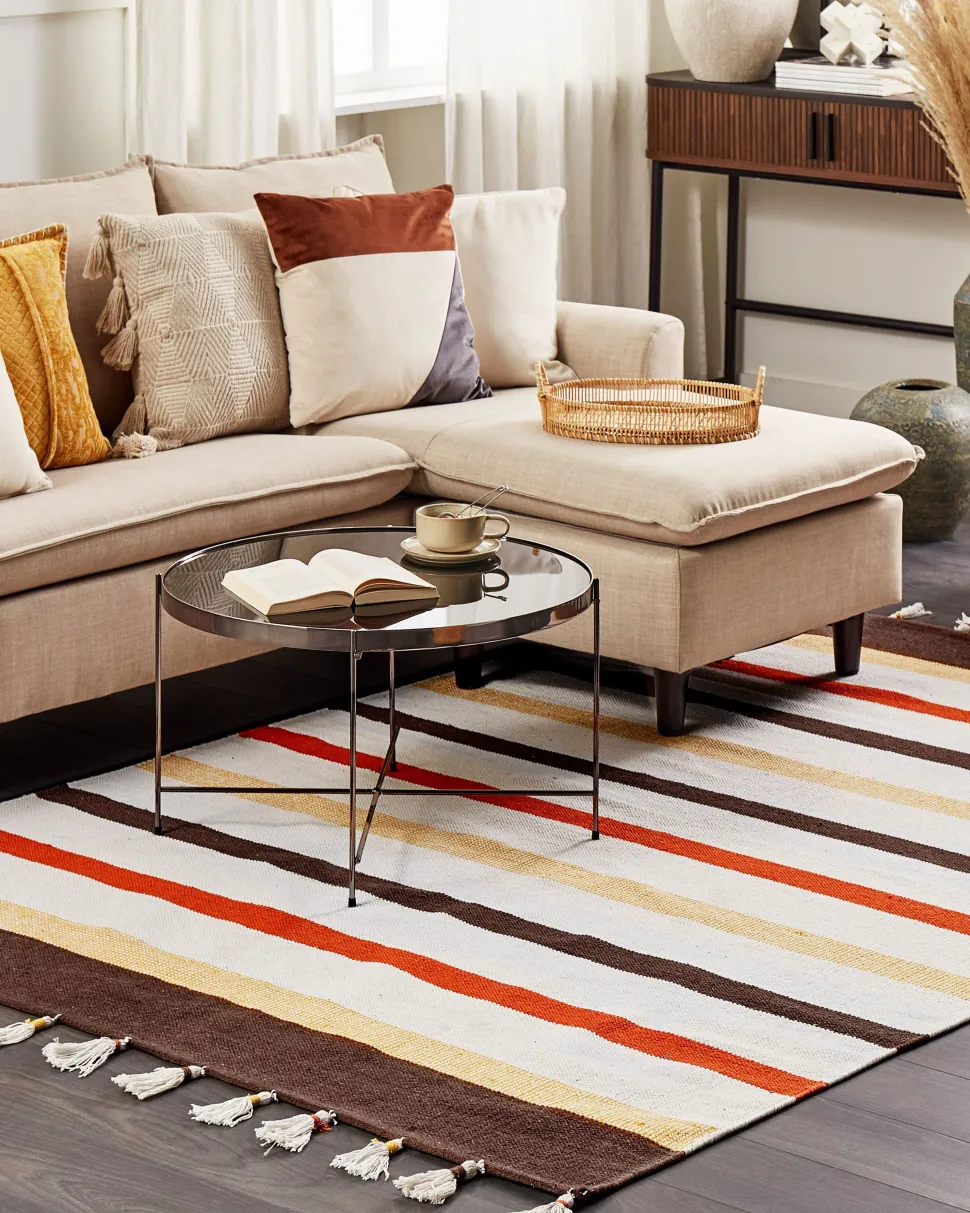 Reversible Fabric Corner Sofa Beige Elvenes