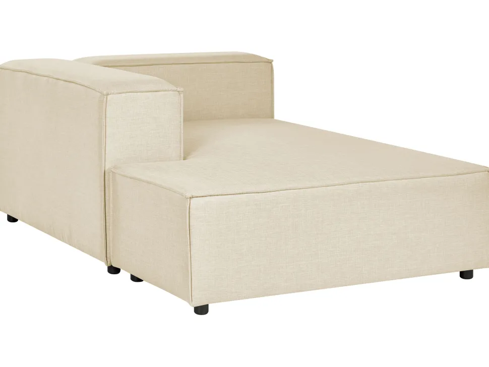 Right Hand 2 Seater Modular Linen Corner Sofa Beige Aprica