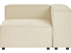 Right Hand 2 Seater Modular Linen Corner Sofa Beige Aprica