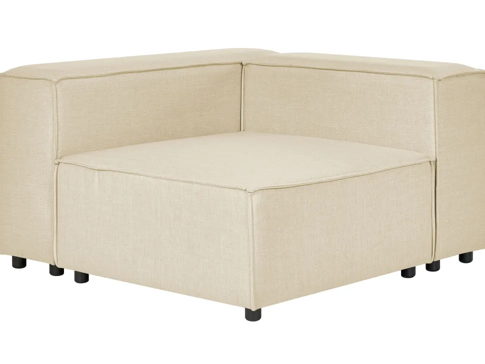 Right Hand 2 Seater Modular Linen Corner Sofa Beige Aprica