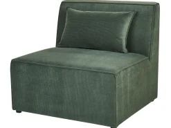 Right Hand 5 Seater Modular Jumbo Cord Corner Sofa With Ottoman Dark Green Lemvig