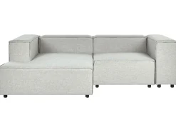 Right Hand 2 Seater Modular Linen Corner Sofa Grey Aprica
