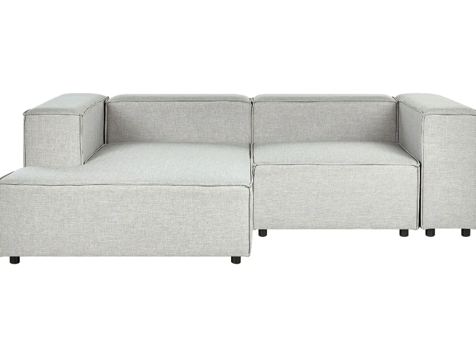 Right Hand 2 Seater Modular Linen Corner Sofa Grey Aprica