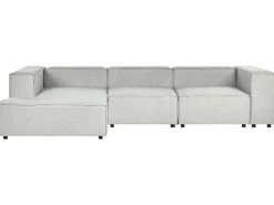 Right Hand 3 Seater Modular Linen Corner Sofa Grey Aprica