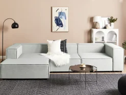 Right Hand 3 Seater Modular Linen Corner Sofa Grey Aprica