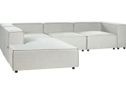 Right Hand 3 Seater Modular Linen Corner Sofa Grey Aprica