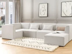 Right Hand 5 Seater Modular Jumbo Cord Corner Sofa With Ottoman Off White Lemvig