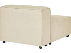 Right Hand 3 Seater Modular Linen Corner Sofa With Ottoman Beige Aprica