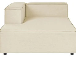 Right Hand 3 Seater Modular Linen Corner Sofa With Ottoman Beige Aprica