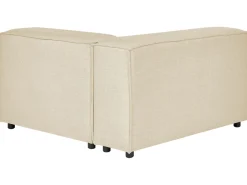 Right Hand 3 Seater Modular Linen Corner Sofa With Ottoman Beige Aprica