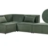 Right Hand 3 Seater Modular Jumbo Cord Corner Sofa With Ottoman Dark Green Lemvig