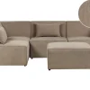 Right Hand 4 Seater Modular Jumbo Cord Corner Sofa With Ottoman Taupe Lemvig