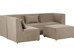 Right Hand 4 Seater Modular Jumbo Cord Corner Sofa With Ottoman Taupe Lemvig