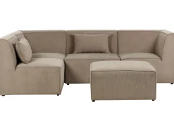 Right Hand 4 Seater Modular Jumbo Cord Corner Sofa With Ottoman Taupe Lemvig