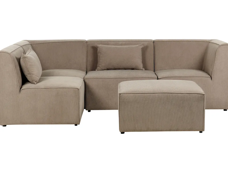 Right Hand 4 Seater Modular Jumbo Cord Corner Sofa With Ottoman Taupe Lemvig