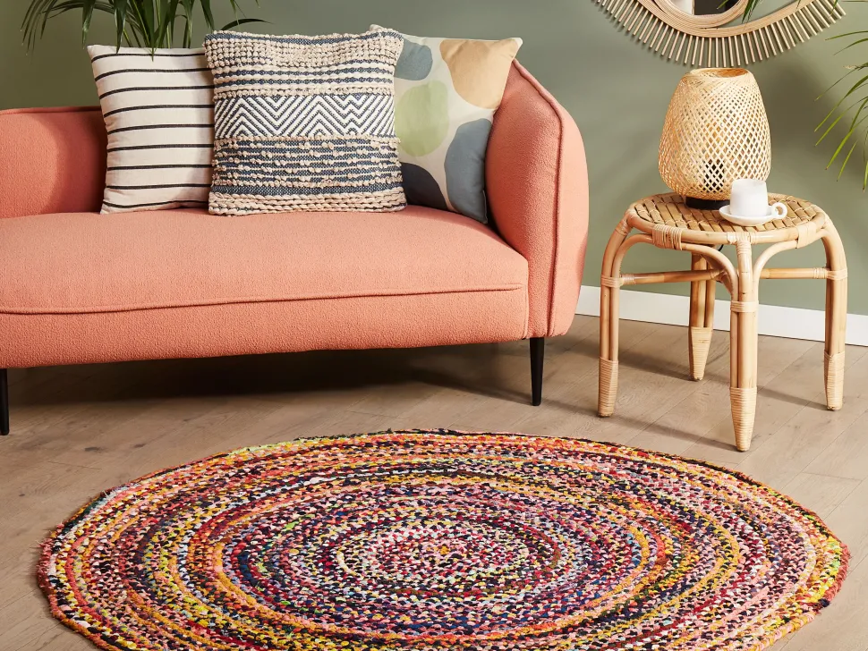 Right Hand Boucle Chaise Lounge Peach Pink Chevannes