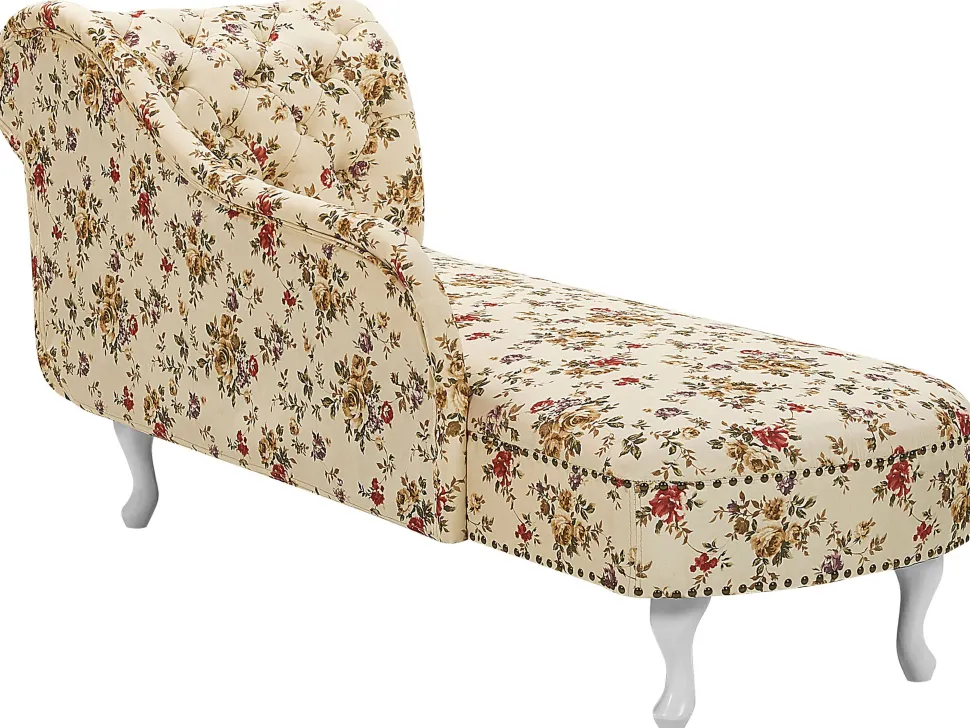 Right Hand Chaise Lounge Flower Print Beige Nimes